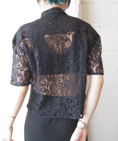 Short Sleeve Lace Shirt BK