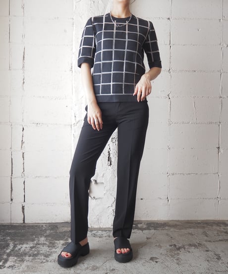 BALENCIAGA Windowpane Short Sleeve Knit BKWH