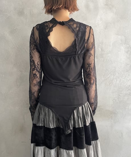 Lace Open Neck Body Suits BK