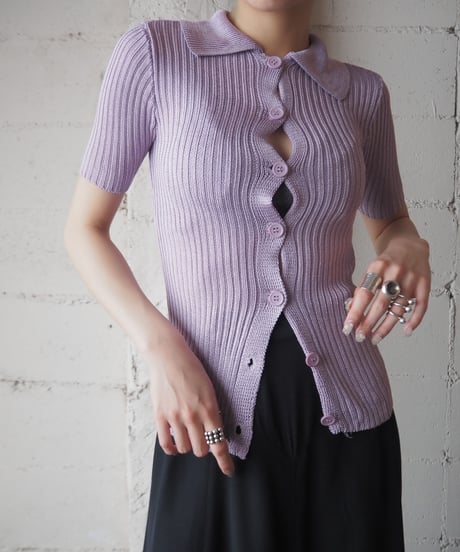 s/s Rib Cardigan PUR