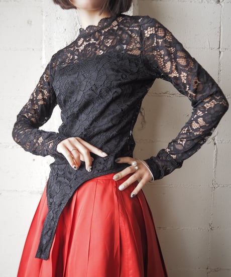 Mock Neck Lace Bodysuit BK