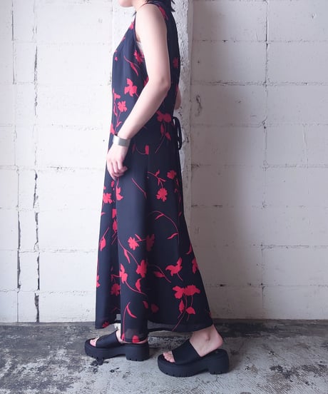 Sleeveless Flower Pattern Dress BKPI