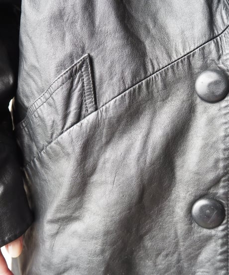 Open Collar Leather Jacket BK
