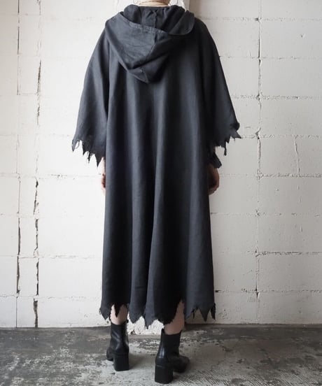 Linen Cutoff Design Pullover Dress BK
