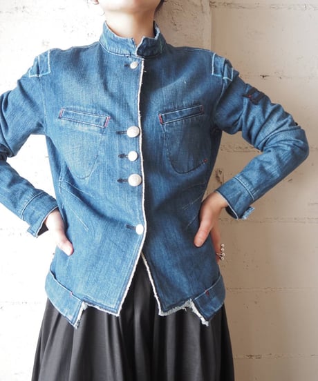 MARITHE FRANCOIS GIRBAUD Stand Collar Denim Jacket BL