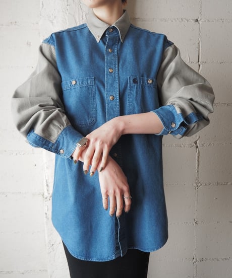 carhaat Denim×Cotton Twill B.D. Shirt BLBE