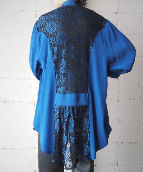 Back Lace Switching Shirt BL