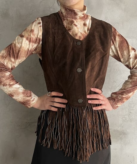 Suede Fringe Hem Vest BR