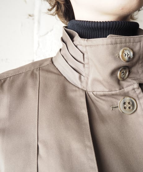 Stand Collar Pleated Coat BR