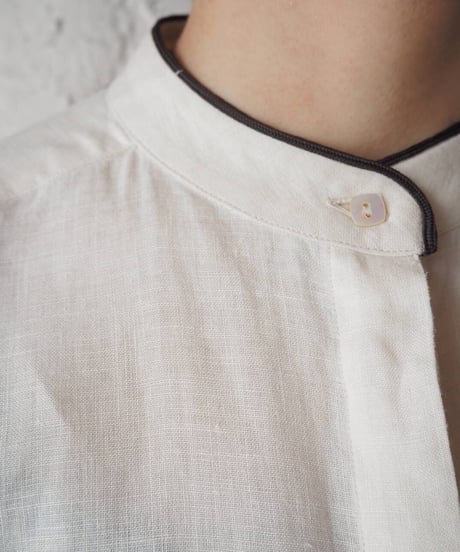 Max Mara Linen Band Collar Shirt IVBK