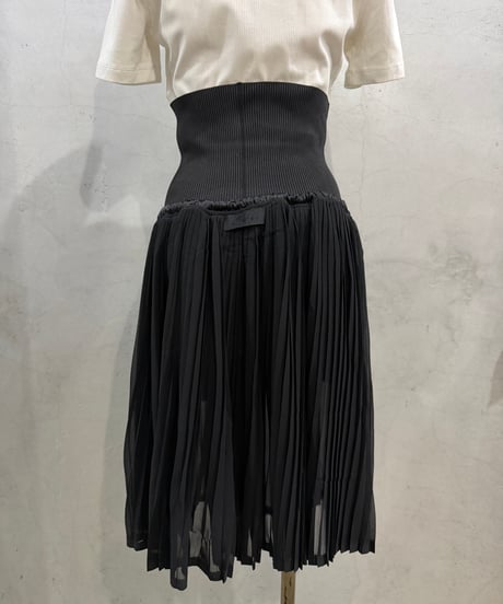 DIESEL Rib Waist Drawstring Pleats Skirt BK