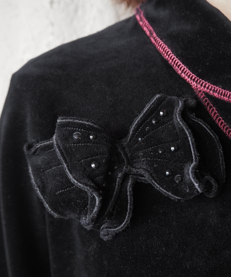 Sonia Rykiel Shoulder Button Ribbon Velour Tops BKPI