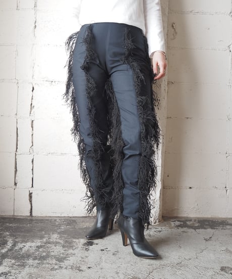 Fringe Line Design Pants BK