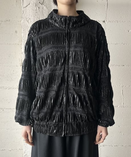 Shirring Design Blouson Jacket BK