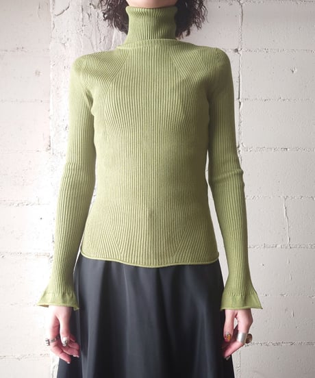 Slit Sleeve Rib Tultle Neck GN