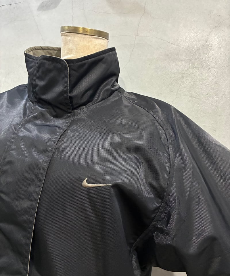 90's NIKE Stand Collar Nylon Zipup Jacket BK |