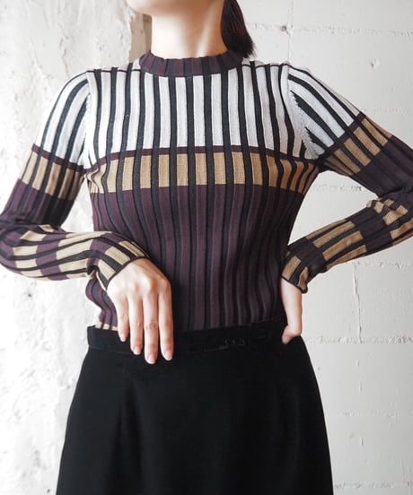 Tricolor Stripe Rib Knit BURWHBE
