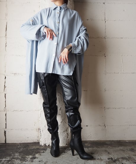 Wide Silhouette Button Design Rayon Shirt LBL