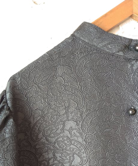 Embossed Paisley Stand Collar Blouse BK