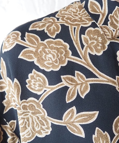 Open Collar Flower Pattern Shirt BKBR