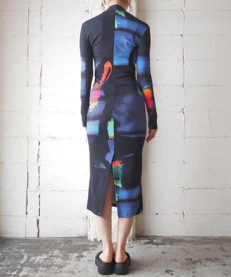 Desigual Neon Color Print Dress BK BL PI YE GN