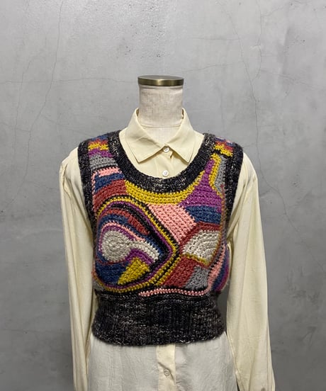 sea New York Colorful Pattern Cropped Knit Vest GR