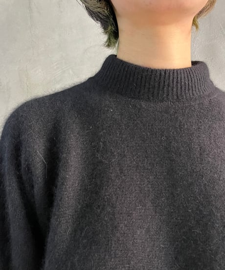 Angola Mix Mock Neck Knit BK