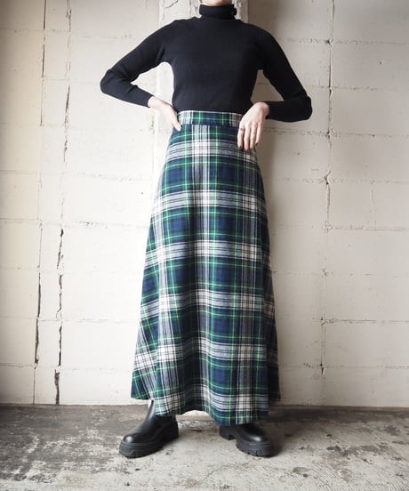 Check Pattern Long Flared Skirt GNWH