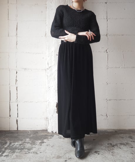 Velour Easy Flared Skirt BK
