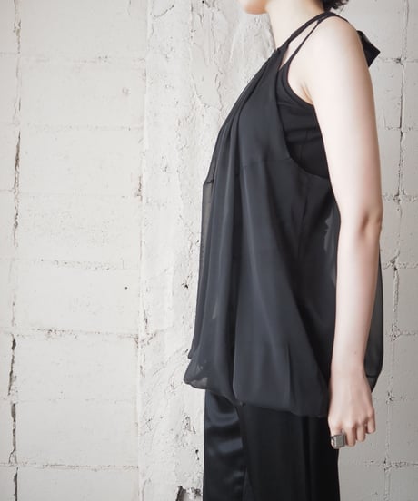 Seeveless Sheer Blouse BK