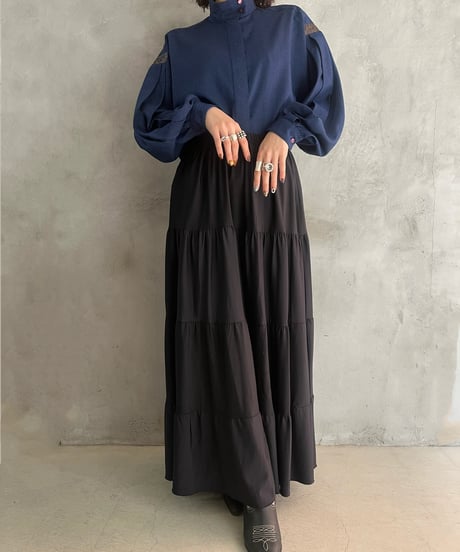 Stand Color Stripe Shirt NV
