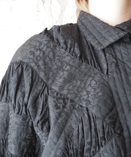 EJHARPER  Shirring stand collar jacket BK