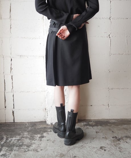 JILSANDER Pleated Wrap Mini Skirt BK