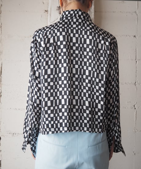 agnes b. Patterned Shirt BK WH