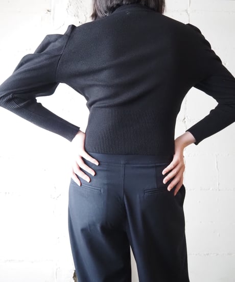 Turtleneck Puff Sleeve Knit BK