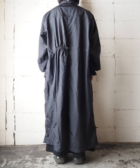 Snap Button Nylon Coat BK