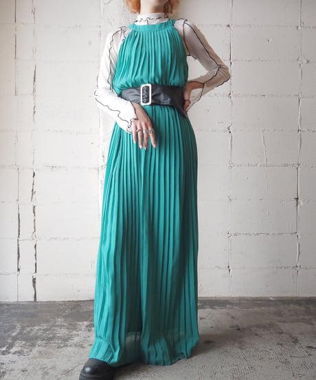 Halter Neck Pleated Dress LGN