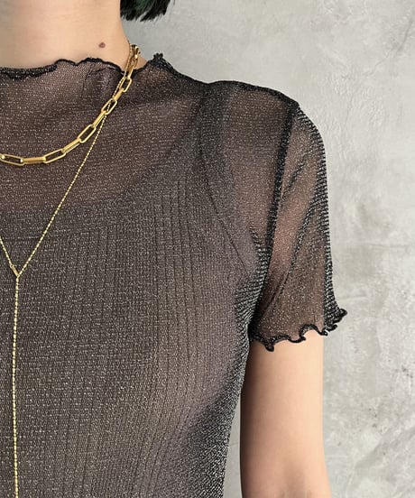 Lame See Through Frilled Tops BK