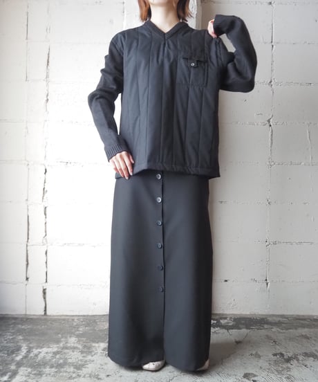 Quilted Docking Design Knit BK