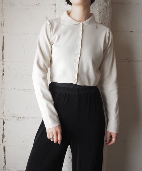 Cropped Polo Knit Cardigan IV
