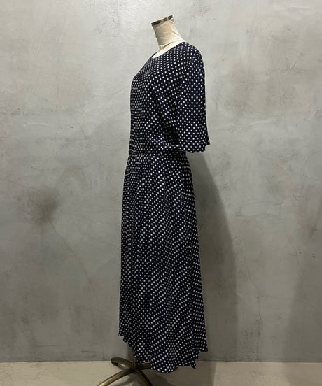 Dot Pattern Collarless Dress NV