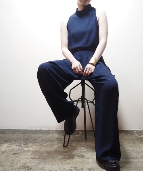 Turn Over Collar Sleeveless Jumpsuit NV