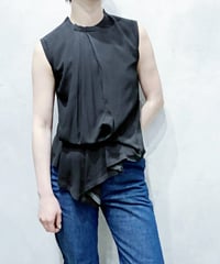Maison Margiela Drape Design Sleeveless Silk Tops BK