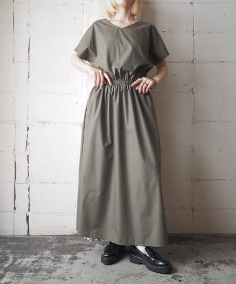 Waist Gather French Sleeve Dress KA