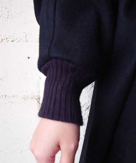 Dolman Sleeve Rib Cuff Coat BK