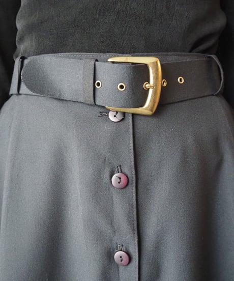 Front Button Flared Skirt BK