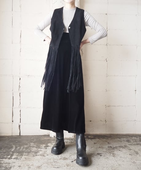 Suede Fringe Vest BK