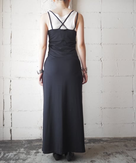 Strap Design Slit Camisole Dress BK