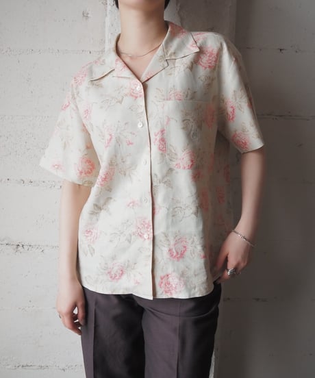LAUREN RALPH LAUREN Rose Print Open Collar Shirt BE