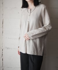FLAX Collarless Linen Shirt Jacket BE
